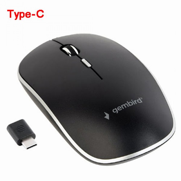 GEMBIRD SILENT WIRELESS OPTICAL MOUSE BLACK TYPE-C RECEIVER