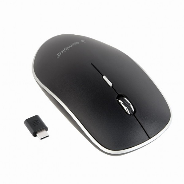 GEMBIRD SILENT WIRELESS OPTICAL MOUSE BLACK TYPE-C RECEIVER