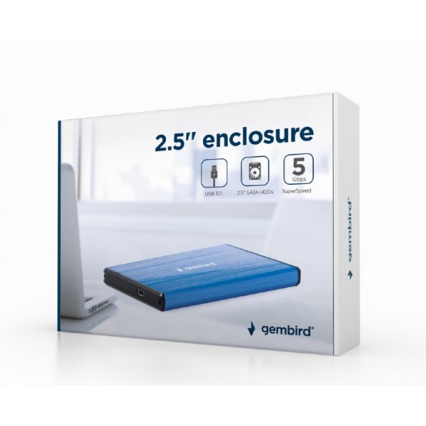 GEMBIRD USB 3.0 2.5' ENCLOSURE BRUSHED ALUMINUM DEEP BLUE