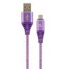 CABLEXPERT PREMIUM COTTON BRAIDED MICRO-USB CHARGING AND DATA CABLE 1M PURPLE/WHITE RETAIL PACK