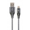 CABLEXPERT PREMIUM COTTON BRAIDED MICRO-USB CHARGING AND DATA CABLE 1M SPACEGREY/WHITE RETAIL PACK