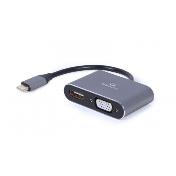 CABLEXPERT USB TYPE-C TO HDMI + VGA DISPLAY ADAPTER SPACE GREY RETAIL PACK