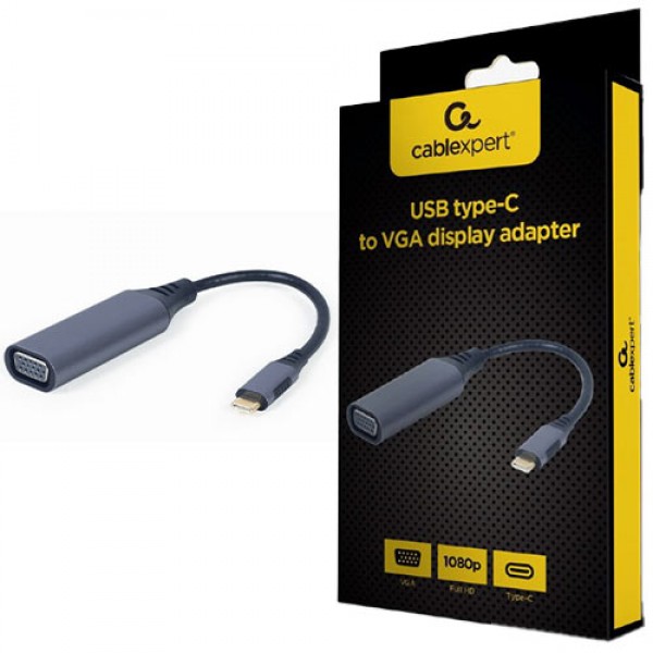 CABLEXPERT USB TYPE-C TO VGA DISPLAY ADAPTER SPACE GREY RETAIL PACK