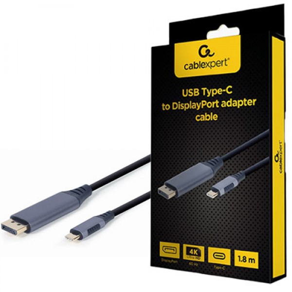 CABLEXPERT USB TYPE-C TO DISPLAYPORT MALE ADAPTER CABLE SPACE GREY RETAIL PACK 1,8M