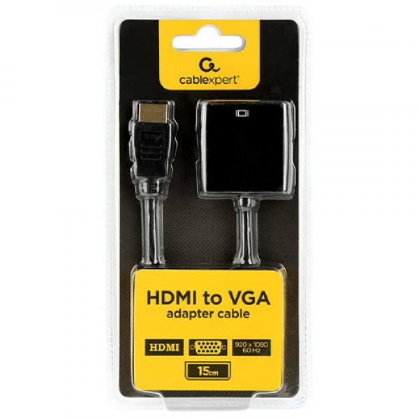 CABLEXPERT HDMI TO VGA ADAPTER CABLE SINGLE PORT BLACK