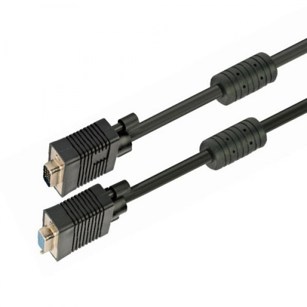 CABLEXPERT PREMIUM VGA-Ext.HD15M/HD15F DUAL-SHIELDED W/2*ferrite 10M CABLE BLACK