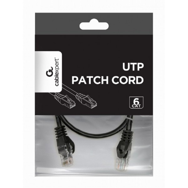 CABLEXPERT UTP CAT6 PATCH CORD 0.5M BLACK