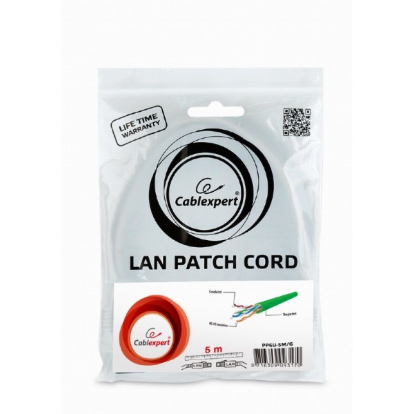 CABLEXPERT UTP CAT6 PATCH CORD 5M GREEN