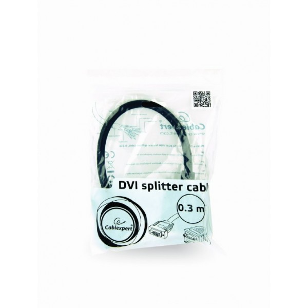 CABLEXPERT PASSIVE DVI-I MALE TO DUAL VGA FEMALE SPLITTER CABLE 0.3M BLACK