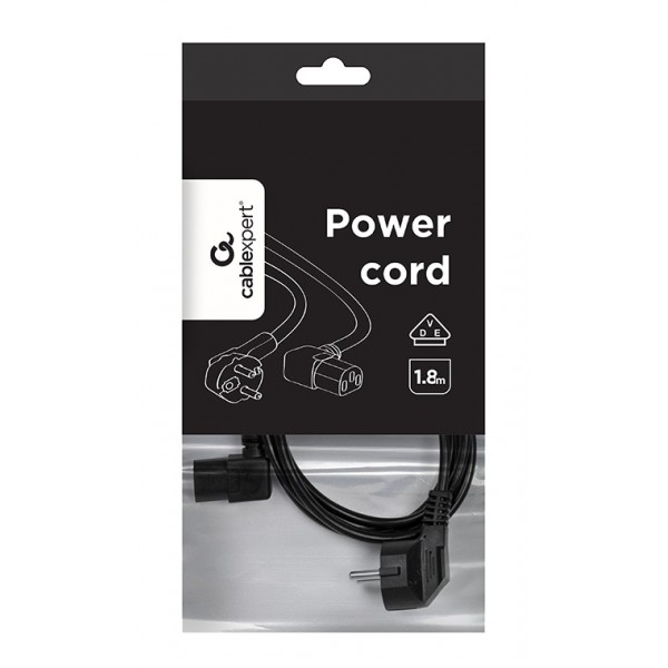 CABLEXPERT POWER CORD RIGHT ANGLED C13 VDE APPROVED 1,8M