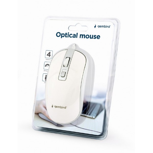 GEMBIRD USB WIRED OPTICAL MOUSE WHITE/SILVER