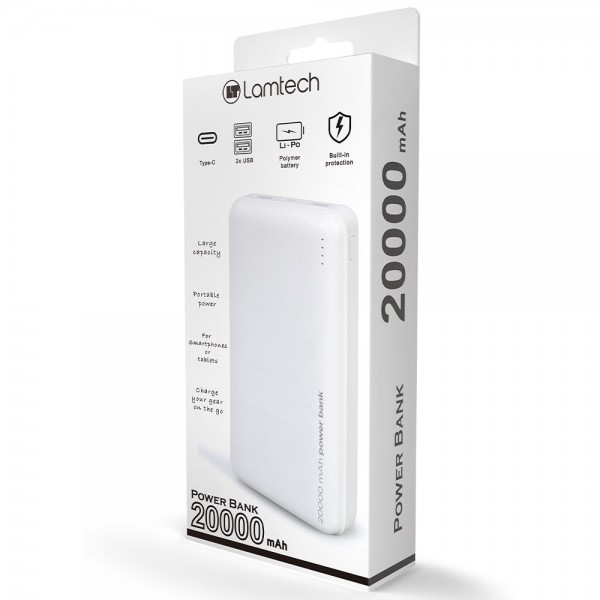 LAMTECH POWER BANK 20000MAH WHITE