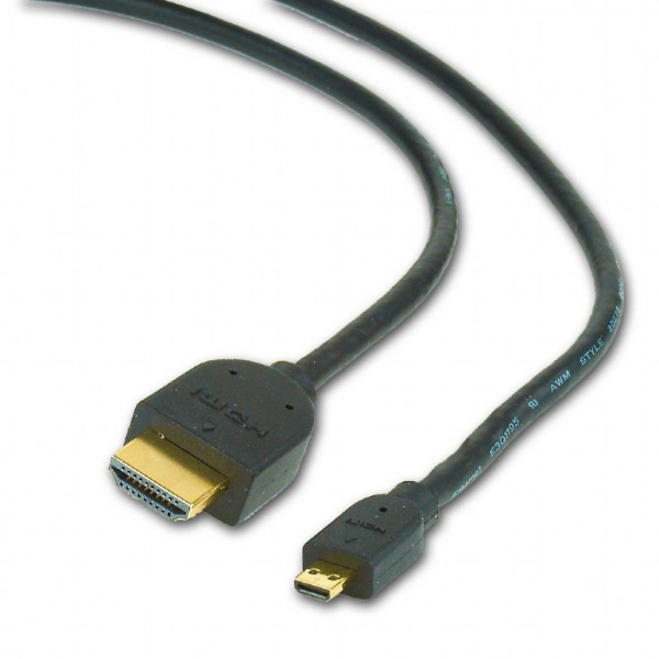 CABLEXPERT HDMI MALE TO MICRO D-MALE BLACK CABLE WITH GOLD-PLATED CONNECTORS 4.5M