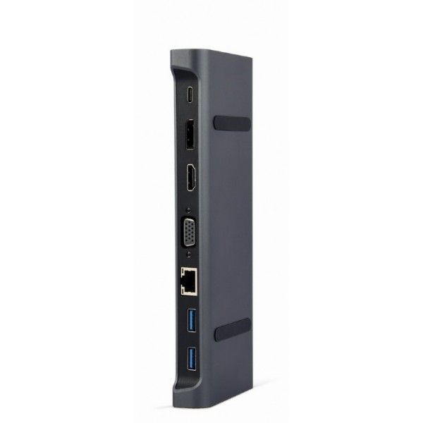 CABLEXPERT USB TYPE-C 9IN1 MULTI-PORT ADAPTER (HUB3.0+HDMI+DISPLAYPORT+VGA+PD+LAN+STEREO AUDIO)