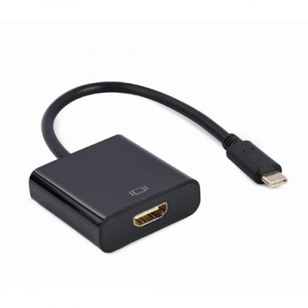 CABLEXPERT USB TYPE-C TO HDMI ADAPTER CABLE 4K@30HZ 15CM BLACK RETAIL PACK