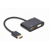 CABLEXPERT HDMI MALE TO HDMI FEMALE+VGA FEMALE+AUDIO ADAPTER CABLE BLACK RETAIL PACK