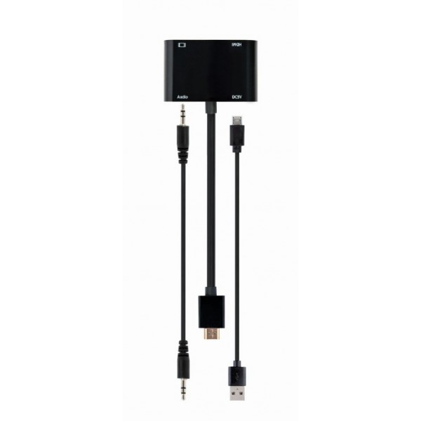 CABLEXPERT HDMI MALE TO HDMI FEMALE+VGA FEMALE+AUDIO ADAPTER CABLE BLACK RETAIL PACK