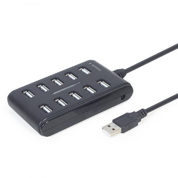 GEMBIRD 10-PORT USB 2.0 HUB BLACK