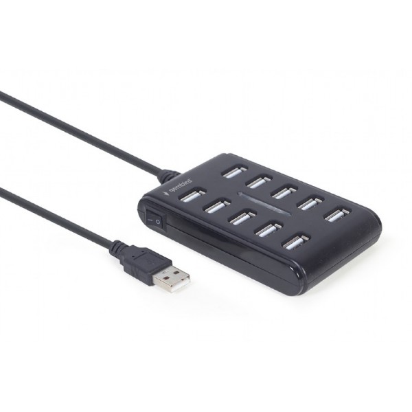 GEMBIRD 10-PORT USB 2.0 HUB BLACK