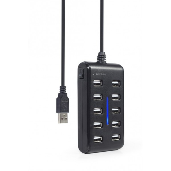 GEMBIRD 10-PORT USB 2.0 HUB BLACK