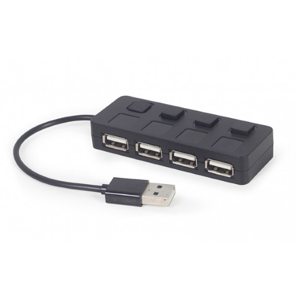 GEMBIRD 4-PORT USB 2.0 HUB WITH SWITCHES BLACK