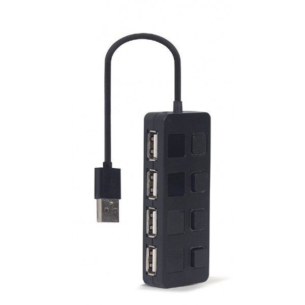 GEMBIRD 4-PORT USB 2.0 HUB WITH SWITCHES BLACK