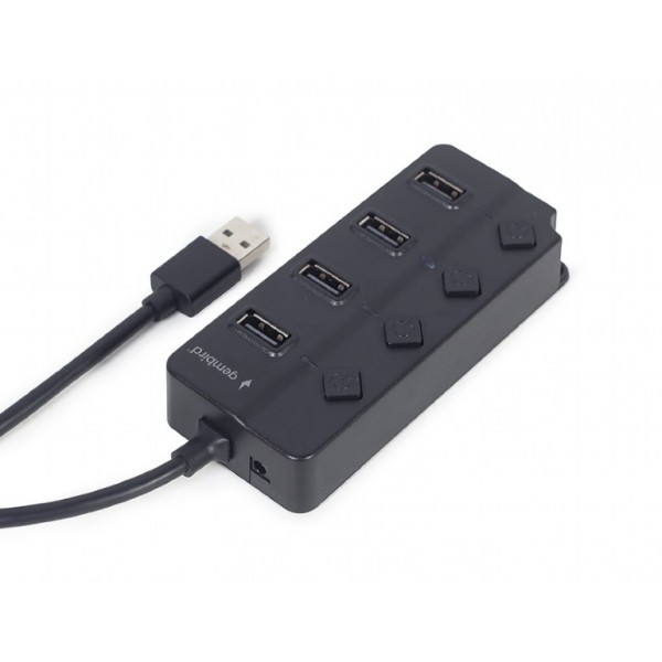 GEMBIRD USB 2.0 4-PORT HUB WITH SWITCHES BLACK