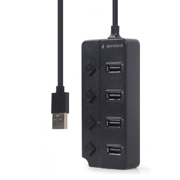 GEMBIRD USB 2.0 4-PORT HUB WITH SWITCHES BLACK