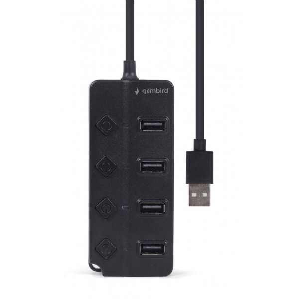 GEMBIRD USB 2.0 4-PORT HUB WITH SWITCHES BLACK