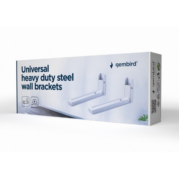 GEMBIRD UNIVERSAL HEAVY DUTY STEEL WALL BRACKETS 30 KG WHITE