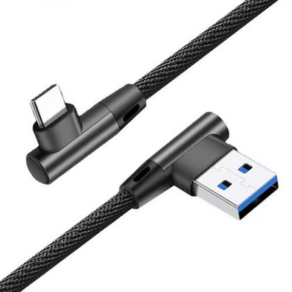 CABLEXPERT PREMIUM JEANS (denim) TYPE-C USB CABLE WITH METAL CONNECTORS 1M BLACK ANGLED RETAIL PACK