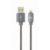 CABLEXPERT PREMIUM SPIRAL METAL 8-PIN CHARGING AND DATA CABLE 1M METALLIC GREY RETAIL PACK