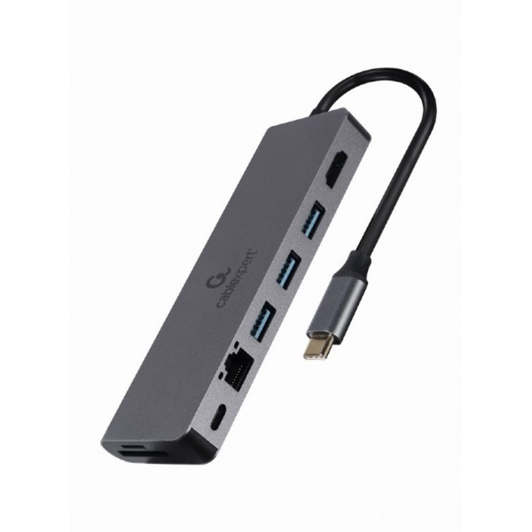 CABLEXPERT USB TYPE-C 5IN1 MULTIPORT ADAPTER (HUB+HDMI+PD-CARD READER+LAN)