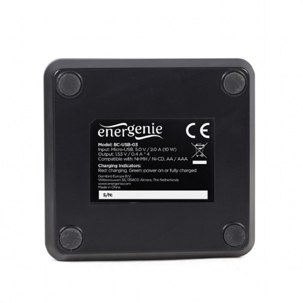 ENERGENIE USB BATTERY CHARGER FOR AA/AAA BATTERIES BLACK