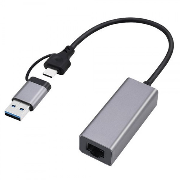 CABLEXPERT USB3.1+TYPEC GIGABIT NETWORK ADAPTER SPACE GREY