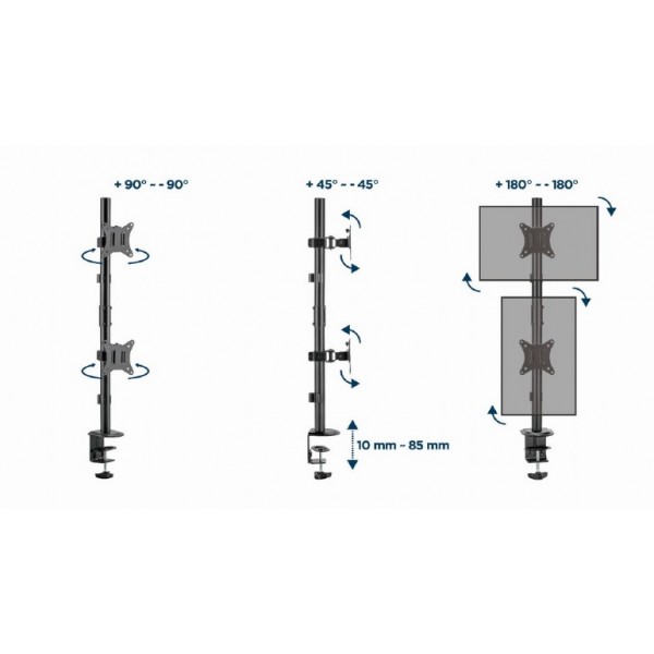 GEMBIRD ADJUSTABLE 2-DISPLAY VERTICAL DESK MOUNT 17'-32'