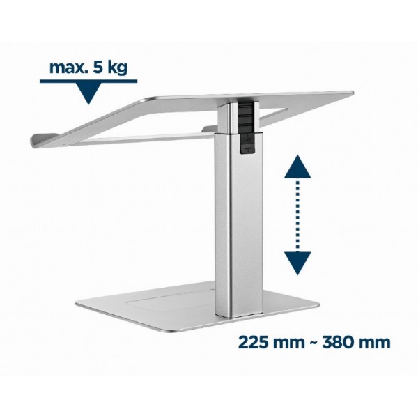 GEMBIRD HEIGHT ADJUSTABLE NOTEBOOK RISER STAND SILVER