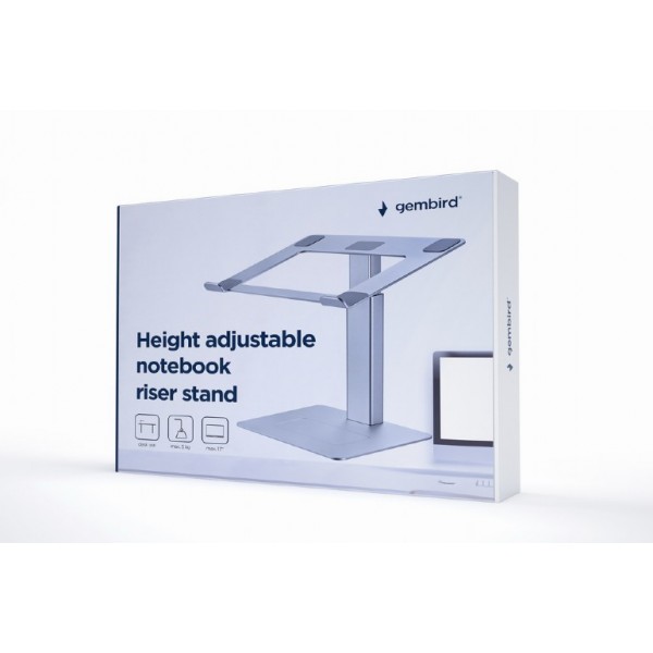 GEMBIRD HEIGHT ADJUSTABLE NOTEBOOK RISER STAND SILVER