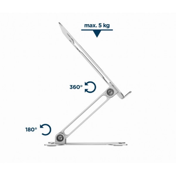 GEMBIRD FOLDABLE NOTEBOOK RISER STAND SILVER