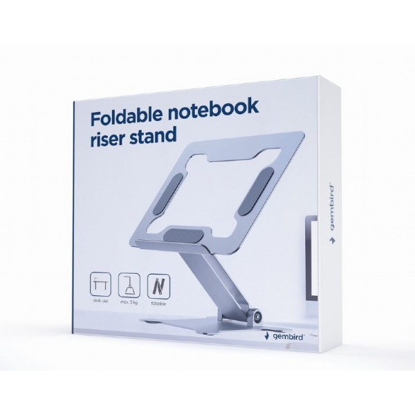 GEMBIRD FOLDABLE NOTEBOOK RISER STAND SILVER