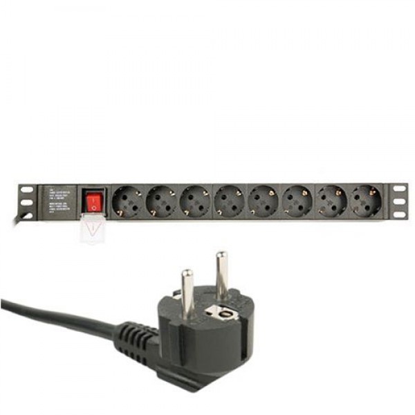 ENERGENIE POWER DISTRIBUTION UNIT (PDU), 8 SCHUKO SOCKETS, 1U, 16A, 3M CABLE