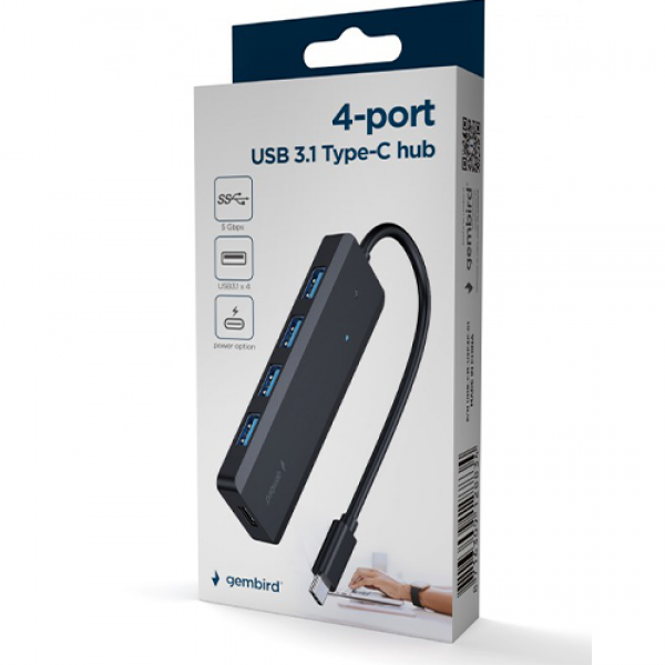 GEMBIRD 4-PORT HUB USB3.1 GEN1 TYPE-C