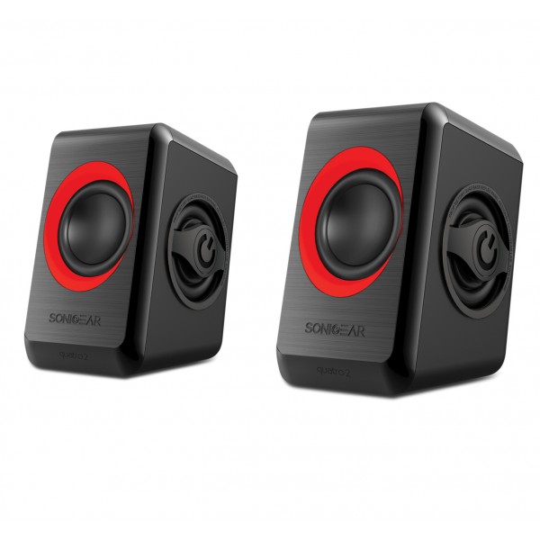 SONIC GEARS USB POWERED QUAD BASS SPEAKERS 2,0 BLACK FESTIVE RED