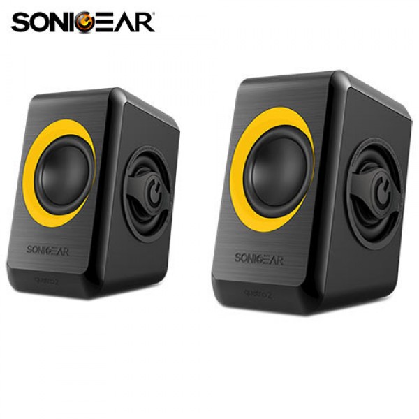 SONIC GEARS USB POWERED QUAD BASS SPEAKERS 2,0 BLACK SUNNY ORANGE