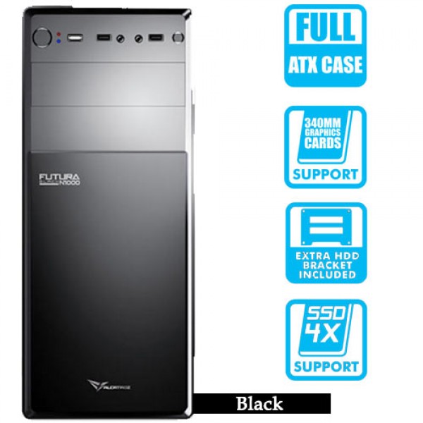 ALCATROZ PC CASE WITH PSU 450W FUTURA BLACK N1000 BLACK