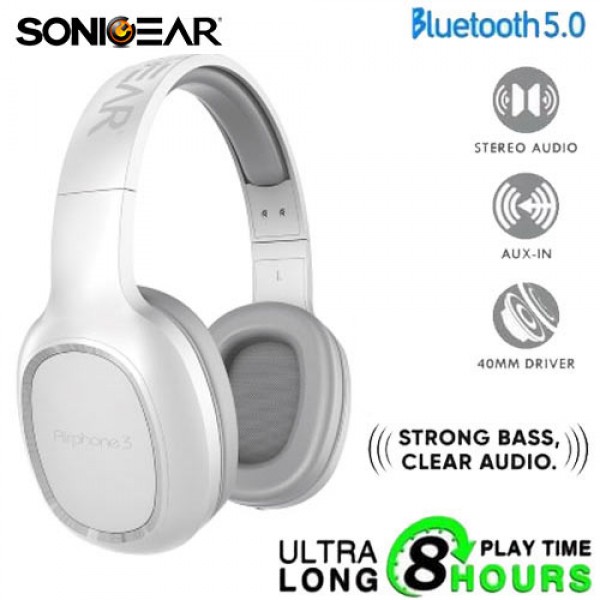 SONIC GEAR BLUETOOTH 5.0 HEADSET (2019) AIRPHONE 3 WHITE