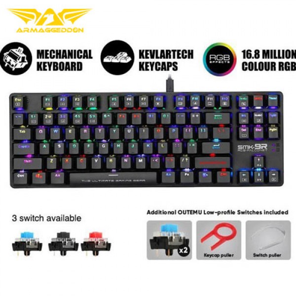 ARMAGGEDDON MECHANICAL LOW PROFILE KEYBOARD RGB FALCONET BLACK