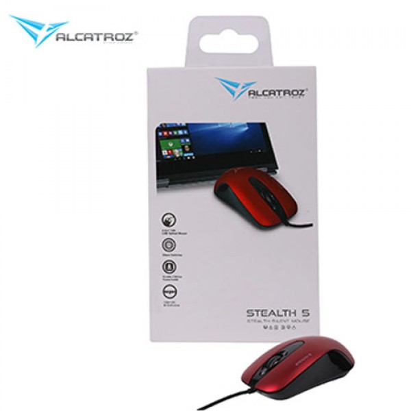 ALCATROZ USB SILENT MOUSE STEALTH 5 M.RED