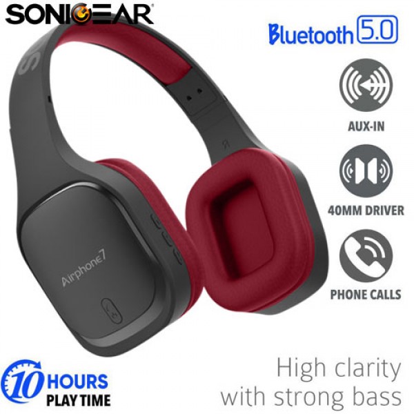 SONIC GEAR BLUETOOTH 5.0 HEADSET AIRPHONE 7 B.MAROON