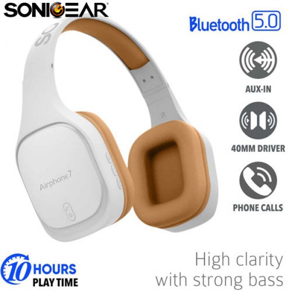 SONIC GEAR BLUETOOTH 5.0 HEADSET AIRPHONE 7 W.GOLD